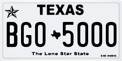 TX license plate BGO5000