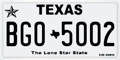 TX license plate BGO5002