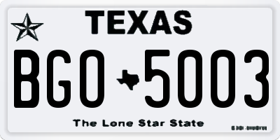 TX license plate BGO5003