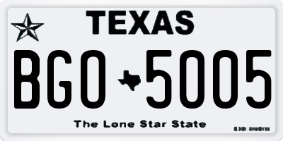 TX license plate BGO5005