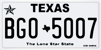 TX license plate BGO5007