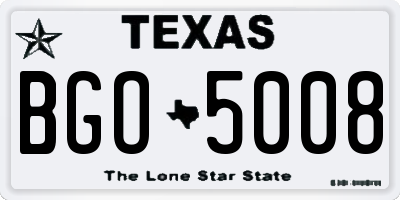 TX license plate BGO5008
