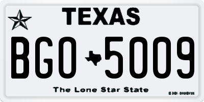 TX license plate BGO5009