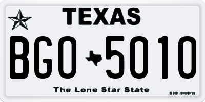 TX license plate BGO5010
