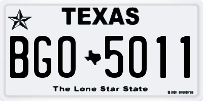 TX license plate BGO5011