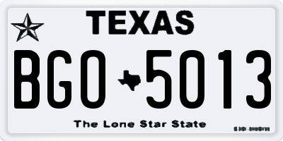 TX license plate BGO5013