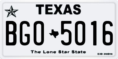 TX license plate BGO5016