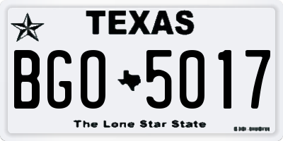 TX license plate BGO5017