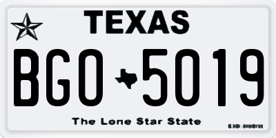 TX license plate BGO5019