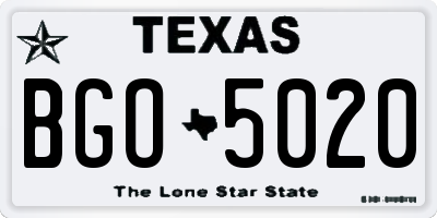 TX license plate BGO5020