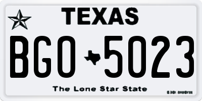 TX license plate BGO5023
