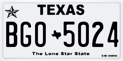 TX license plate BGO5024