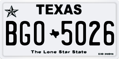 TX license plate BGO5026