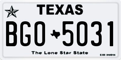 TX license plate BGO5031
