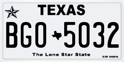 TX license plate BGO5032