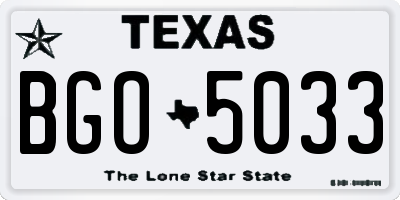 TX license plate BGO5033