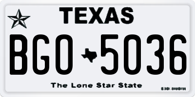 TX license plate BGO5036