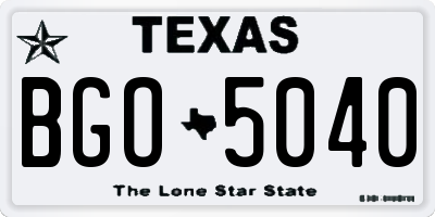 TX license plate BGO5040