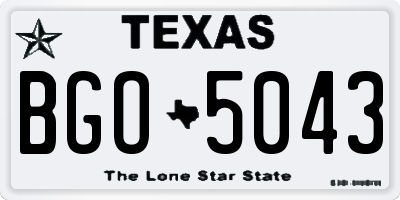 TX license plate BGO5043