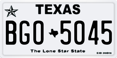 TX license plate BGO5045