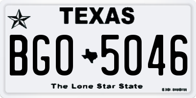 TX license plate BGO5046