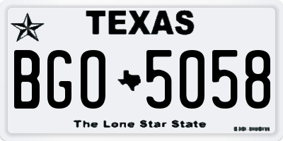 TX license plate BGO5058
