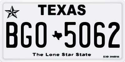 TX license plate BGO5062