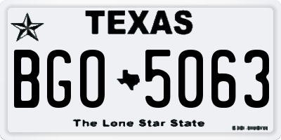 TX license plate BGO5063