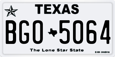 TX license plate BGO5064