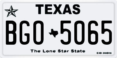TX license plate BGO5065