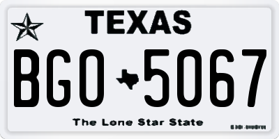 TX license plate BGO5067