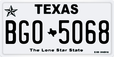 TX license plate BGO5068