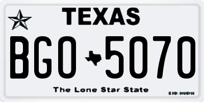 TX license plate BGO5070