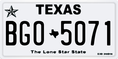 TX license plate BGO5071