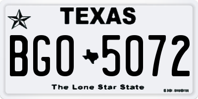 TX license plate BGO5072
