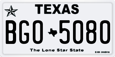 TX license plate BGO5080