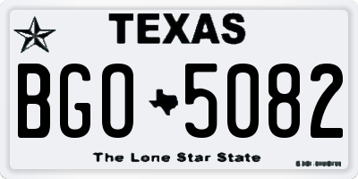 TX license plate BGO5082