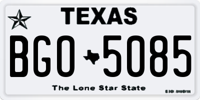 TX license plate BGO5085