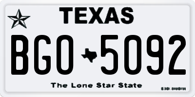 TX license plate BGO5092