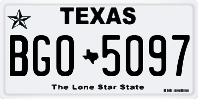TX license plate BGO5097