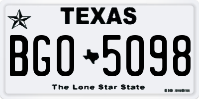 TX license plate BGO5098