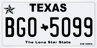 TX license plate BGO5099