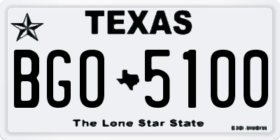 TX license plate BGO5100