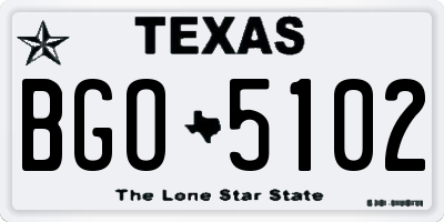 TX license plate BGO5102