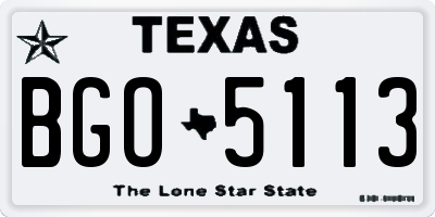 TX license plate BGO5113