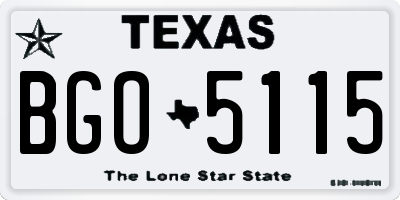 TX license plate BGO5115