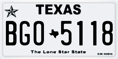 TX license plate BGO5118