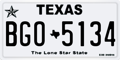 TX license plate BGO5134