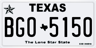 TX license plate BGO5150