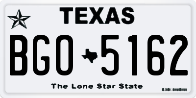 TX license plate BGO5162